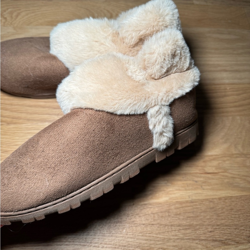 Cozy Brown and Cream Boot Slippers